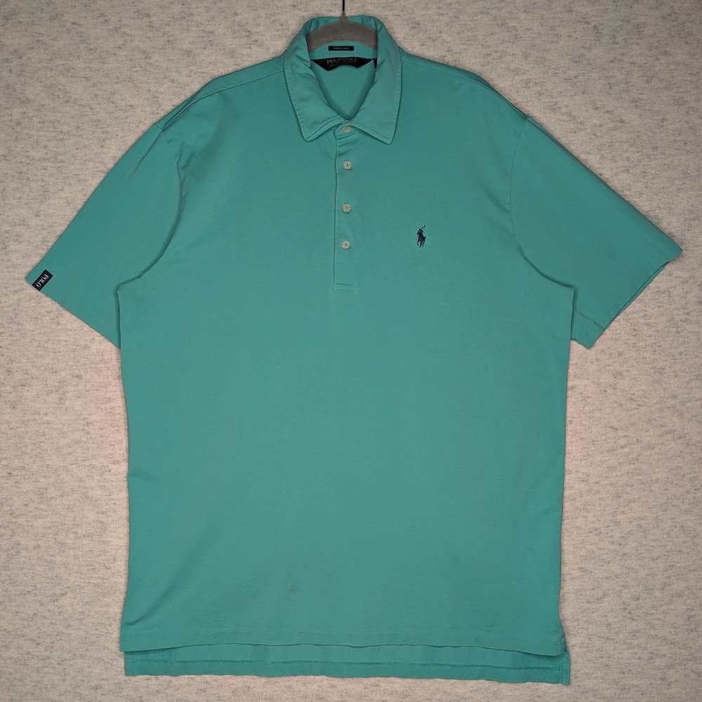 Turquoise Pima Cotton Stretch Lisle Polo Plaid Trim Sz XL Polo Golf Ralph Lauren